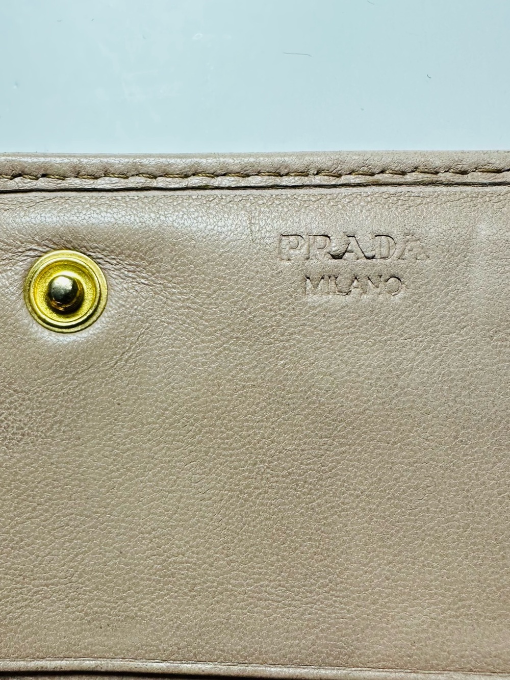 PRADA Beige Gaufre Nappa Leather Long Wallet Gold Logo Continental Wallet - Picture 7 of 16